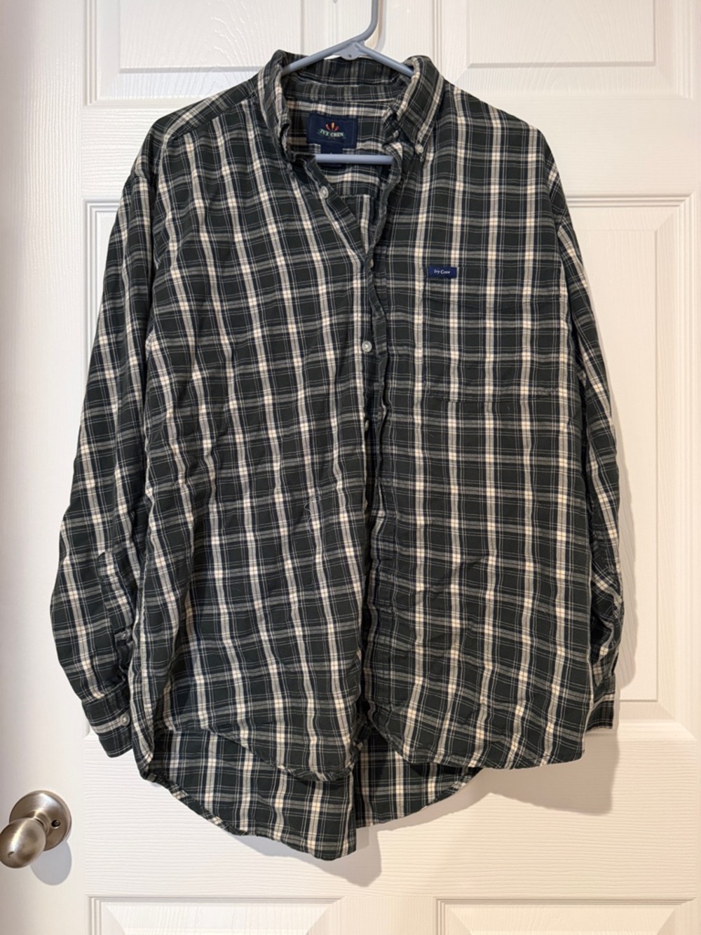 Ivy crew Dark Green and White Plaid Cotton Shirt
